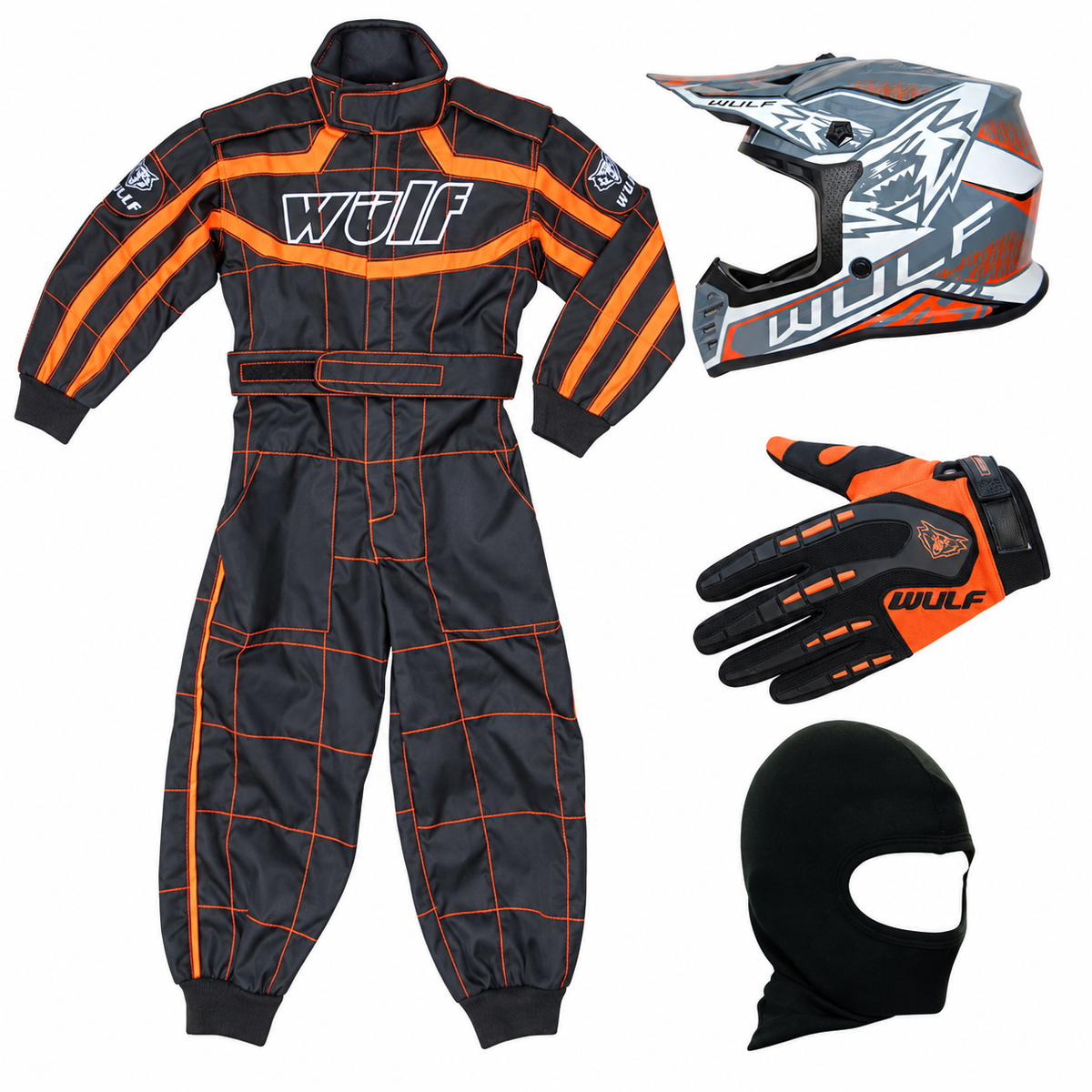 Kids Wulfsport Clothing & Helmet Bundle Deal - Orange
