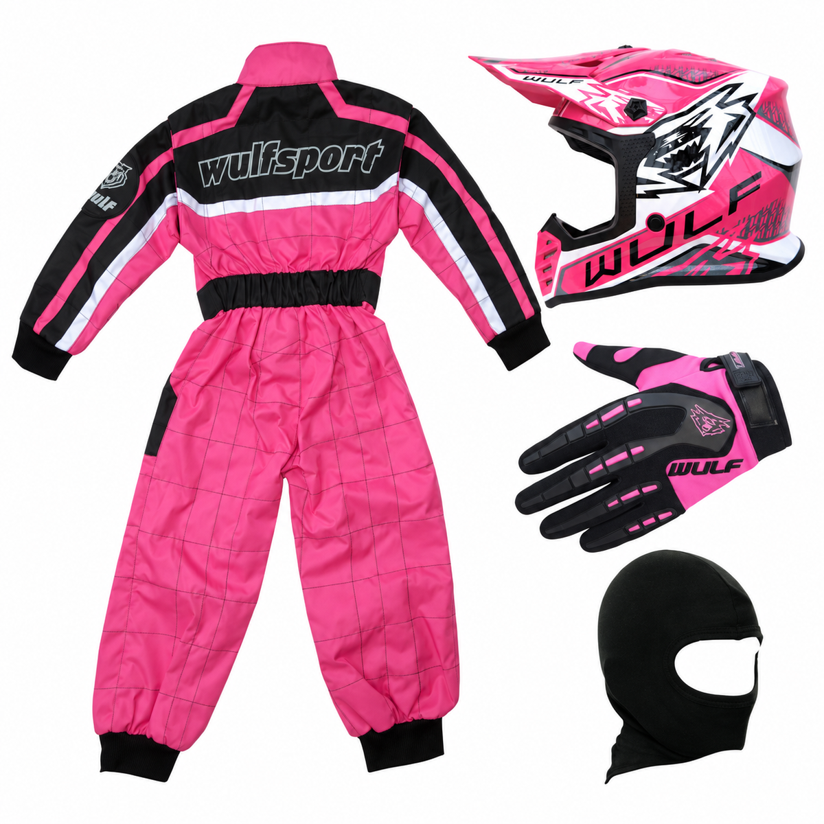 Kids Wulfsport Clothing & Helmet Bundle Deal - Pink